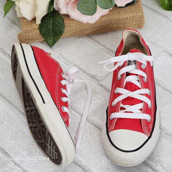 Converse Women's Red Canvas Sneakers - Picture 2 of 6
